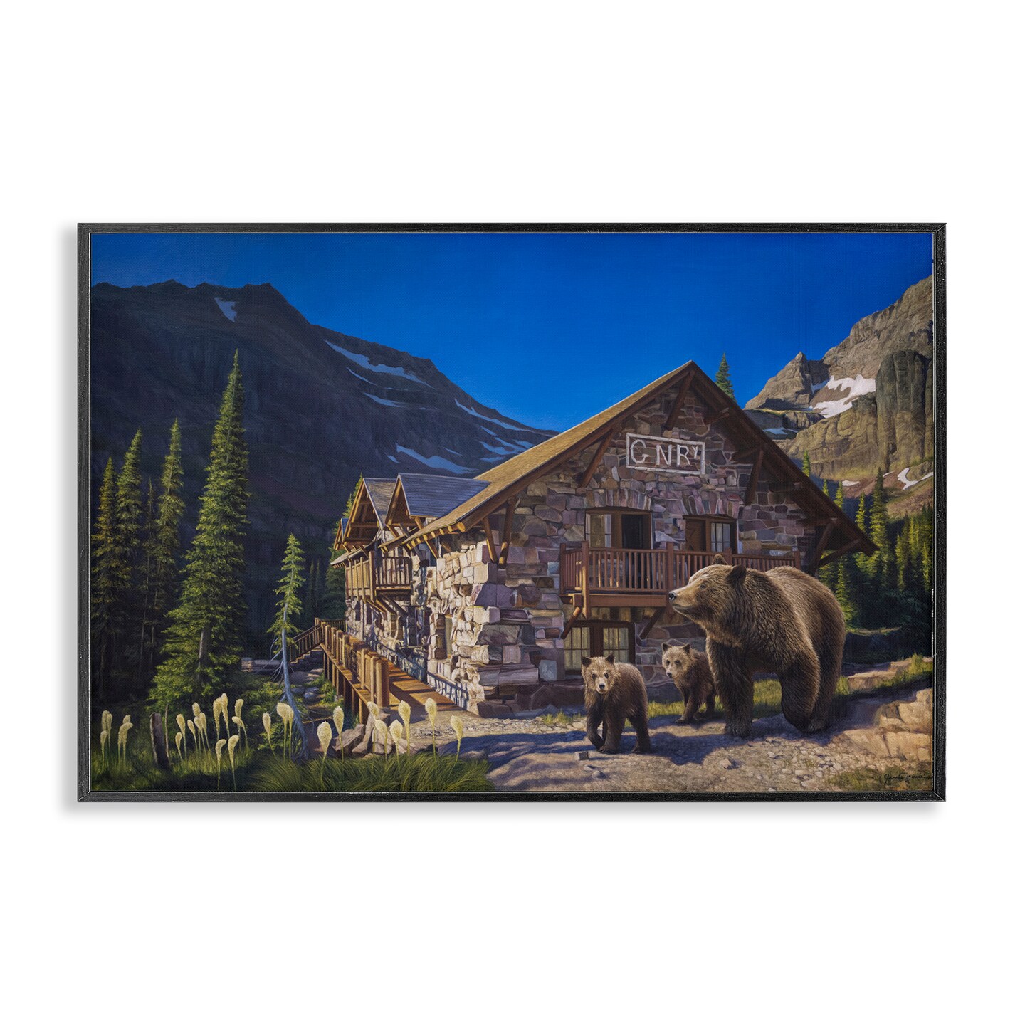 Stupell Industries Forest Cabin & Bears Framed Giclee, design by James Corwin