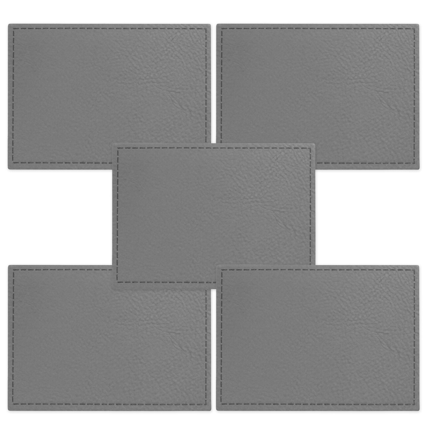 Engravable Leather Patch Blanks for Hats, Jackets & Bags – Laserable Faux Leather Patches with Adhesive & Stitch – Leatherette Apparel Patches (Rectangle, 5 Pack)