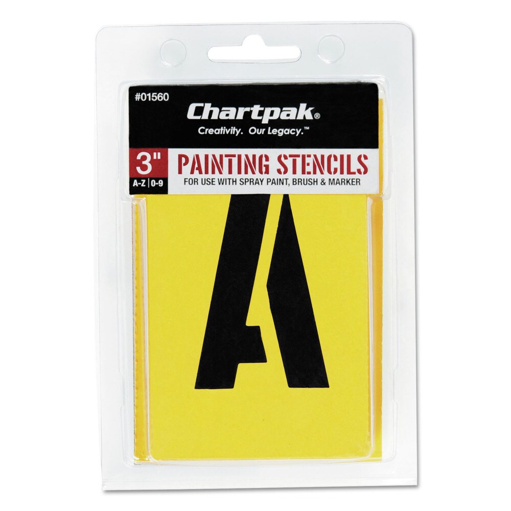Chartpak 3 in. A-Z Set/0-9 Professional Lettering/Painting Stencils - Manila (1-Set)