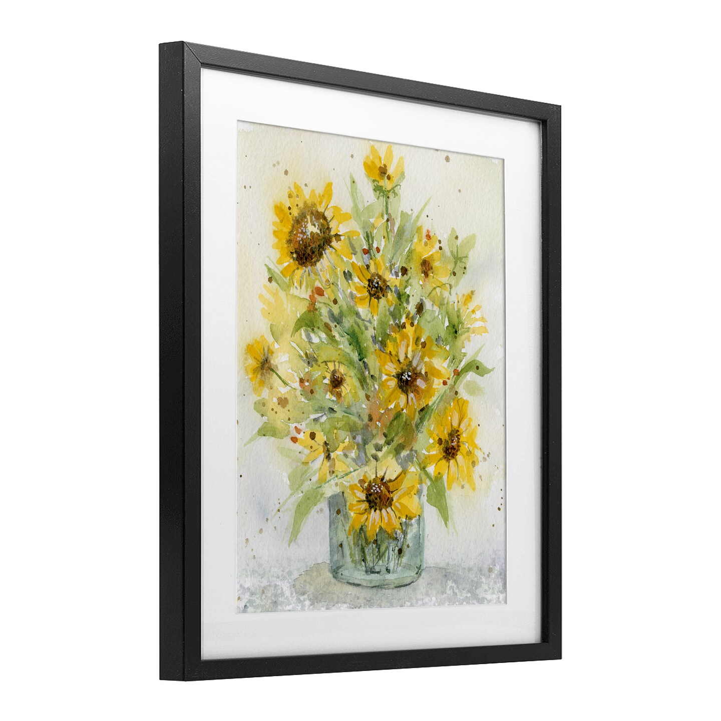 Stupell Industries Speckled Sun Flowers Vase Framed Print Under Glass, design by Patti Bishop