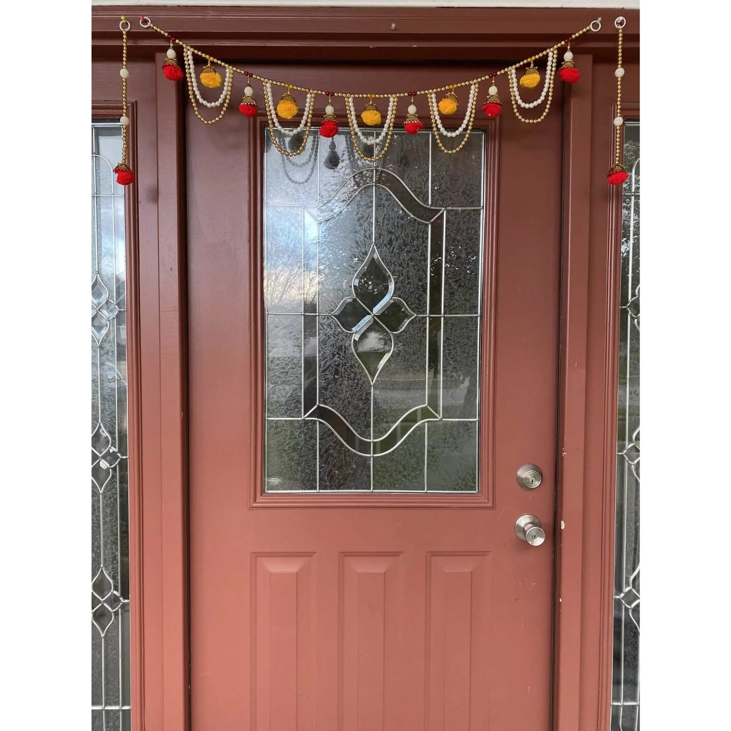 40 Inches Pompom Indian Door Toran Ethnic Hanging Valance Festival Window Bandarwal Indoor Outdoor Decor Pooja Decor Wedding Favor Diwali Decoration