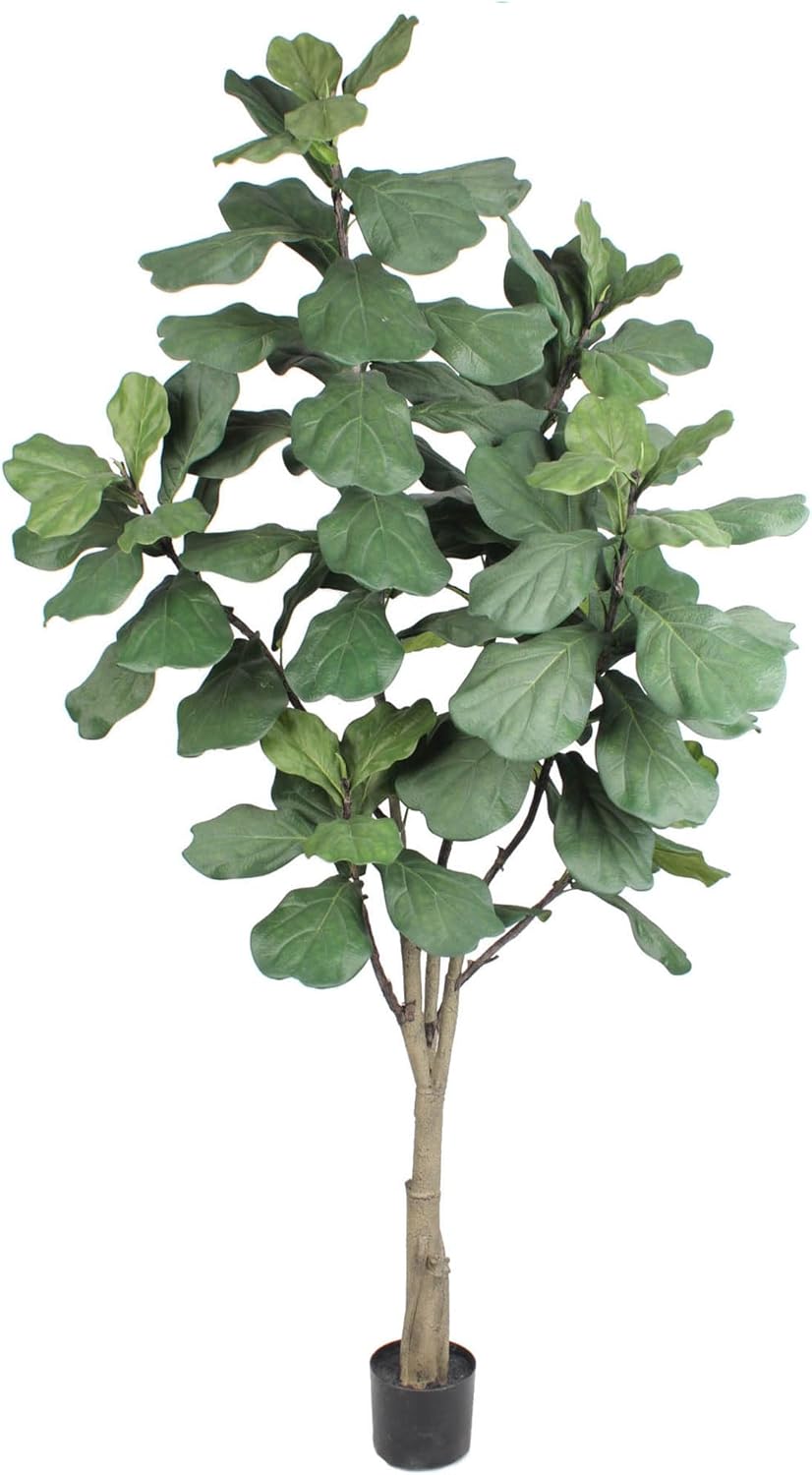 8-Pack – 7FT Tall Artificial Fiddle Leaf Fig Trees – Bulk Realistic Faux Indoor Floor Plants – Pre-Potted Maintenance-Free Greenery for Large Spaces, Events, or Commercial Decor