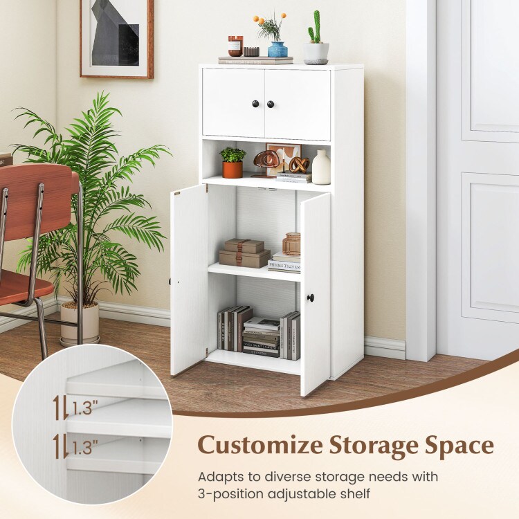 Bookshelf with Doors, Adjustable Shelf, and 44-Inch Height for Storage and Organization