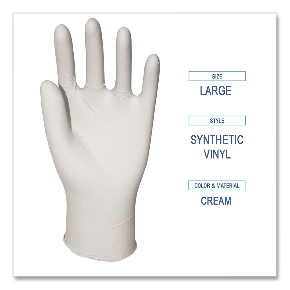 Boardwalk 4 mil 9.5 in. Long Powder-Free Synthetic Vinyl Gloves - Large, Beige (100/Box)