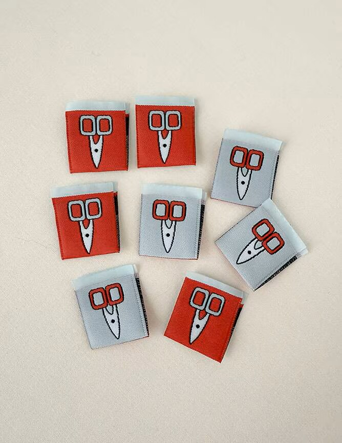 Riley Blake Designs Minki Kim Scissors Woven Labels 8pc P178-SIWL8