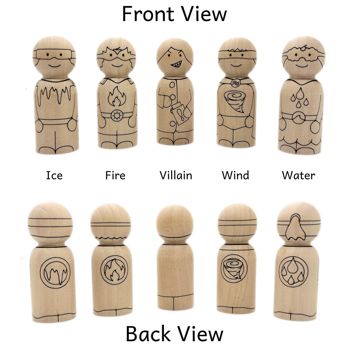 Superhero Peg Doll Set by Pegsies&#x2122;