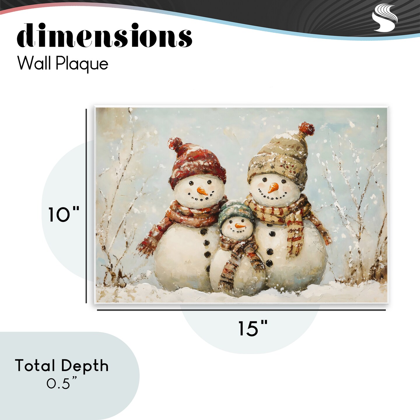 Stupell Industries Snowman Family Of Three Wall Plaque, design by Petal Prints Design