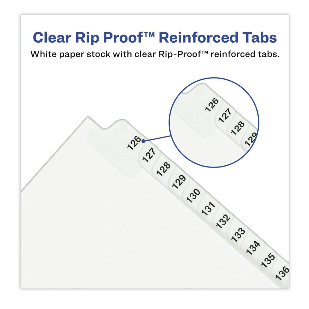 Avery 11 in. x 8.5 in. 25-Tab 126 to 150 Avery Style Preprinted Legal Exhibit Side Tab Index Dividers - White (1-Set)