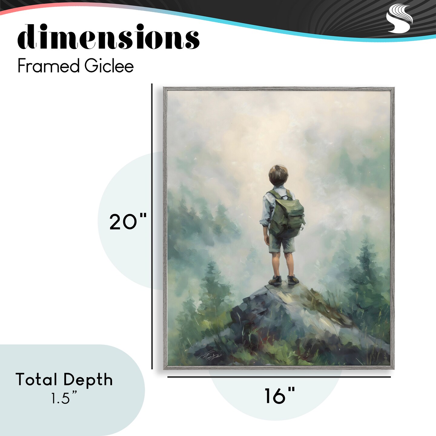 Stupell Industries Boy Adventurer Atop Mountain Framed Giclee, design by Arlington Prints