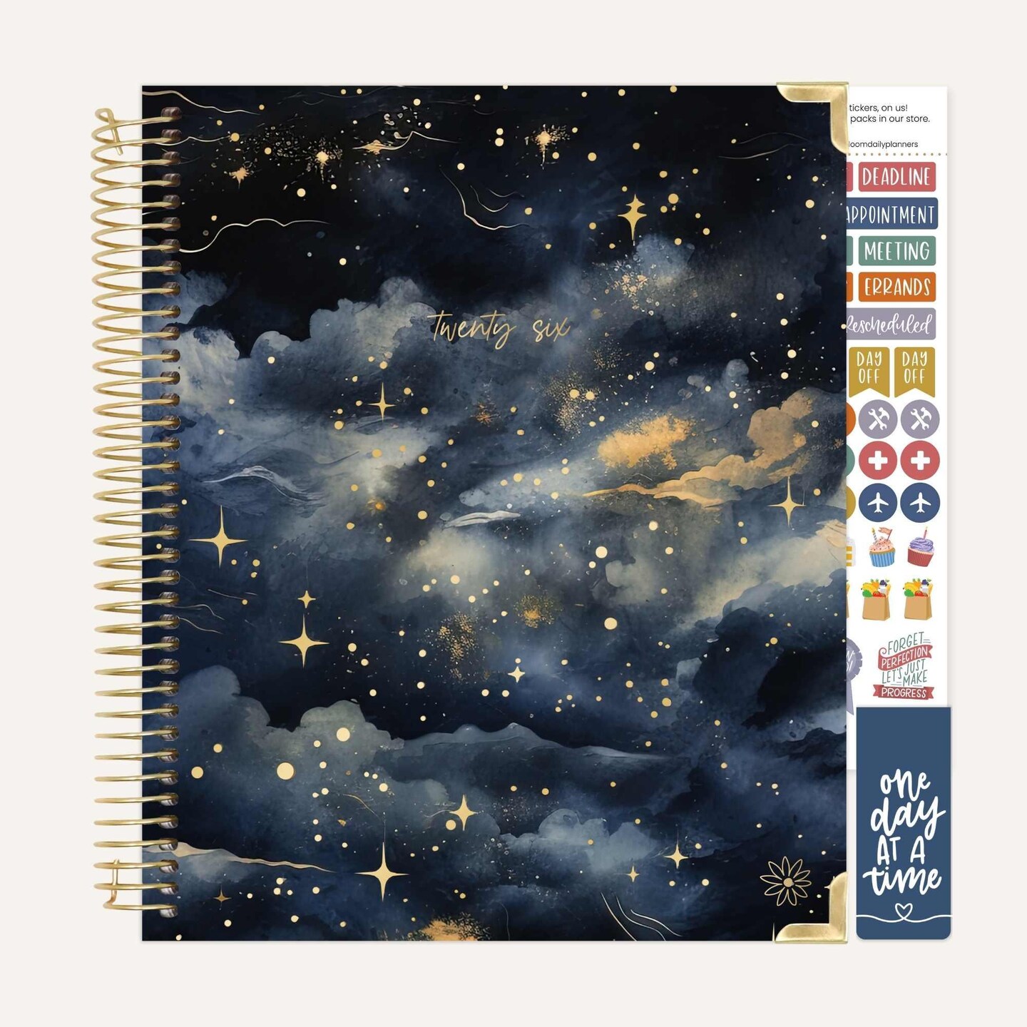 bloom daily planners 2026 Hard Cover Weekly & Monthly Vision Planner, 7.5" x 9", Midnight Sky