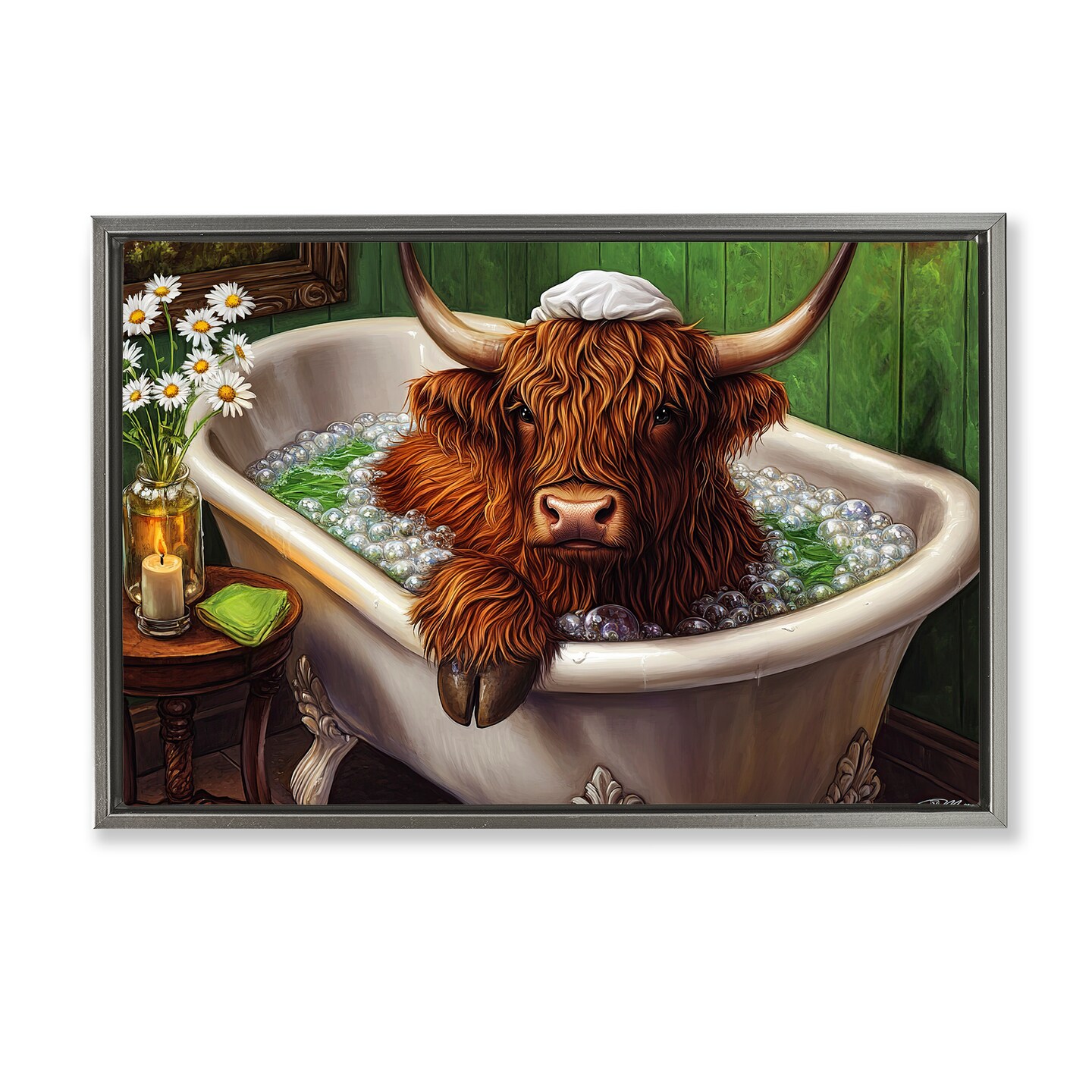 Stupell Industries Highland in Candle Lit Bubble Bath Floating Frame, design by Momart