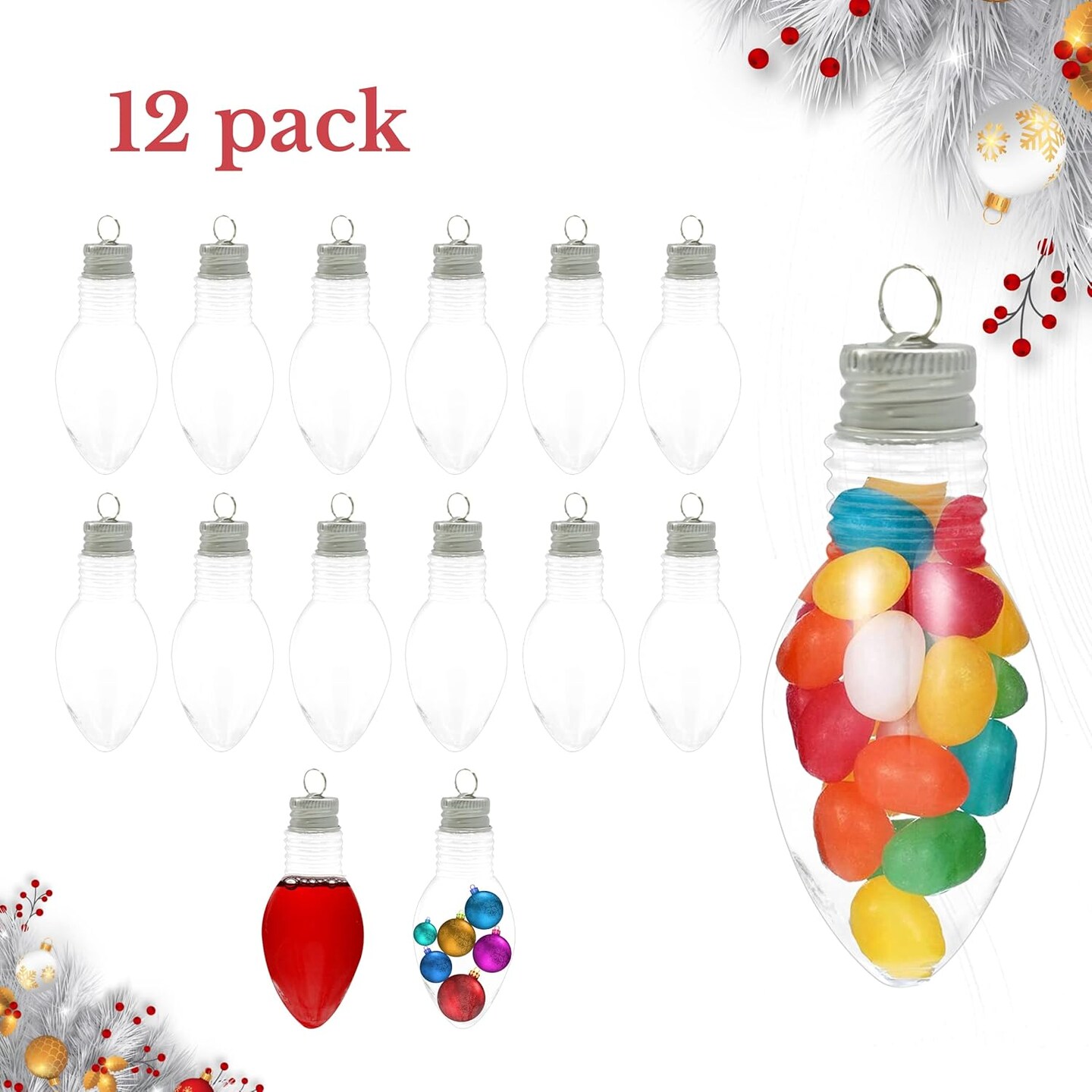 4E's Novelty Glass Fillable Light Bulb Ornaments 4