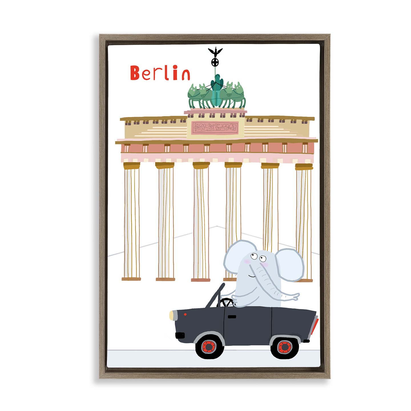 Stupell Industries Elephant & Berlin Architecture Floating Frame, design by Carla Daly