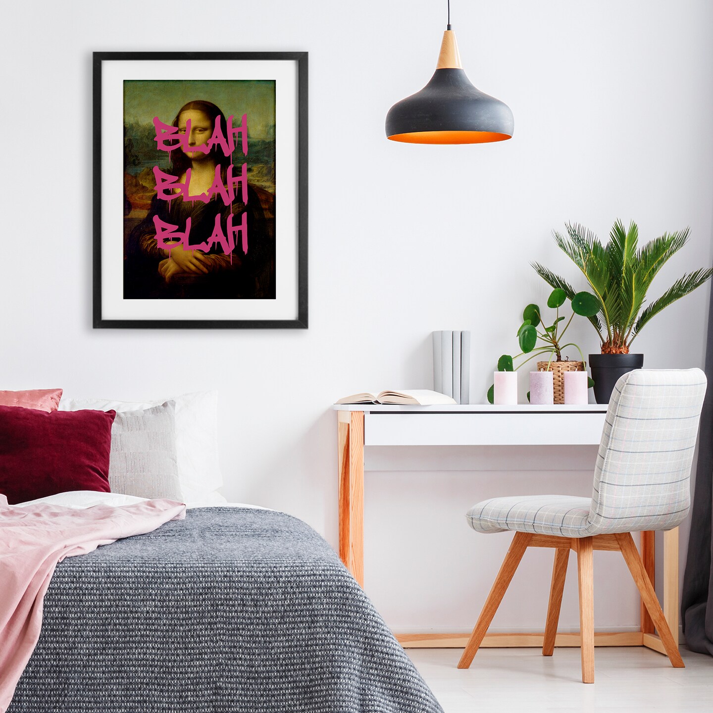Stupell Industries Graffiti Over Mona Lisa Framed Print Under Glass, design by Masters Redux