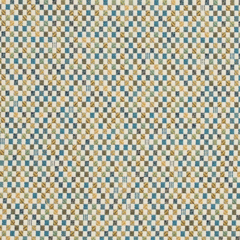 Aqua Green Abstract Geometric Woven Pattern Upholstery Fabric by The Yard - SKU: Pickett Teal