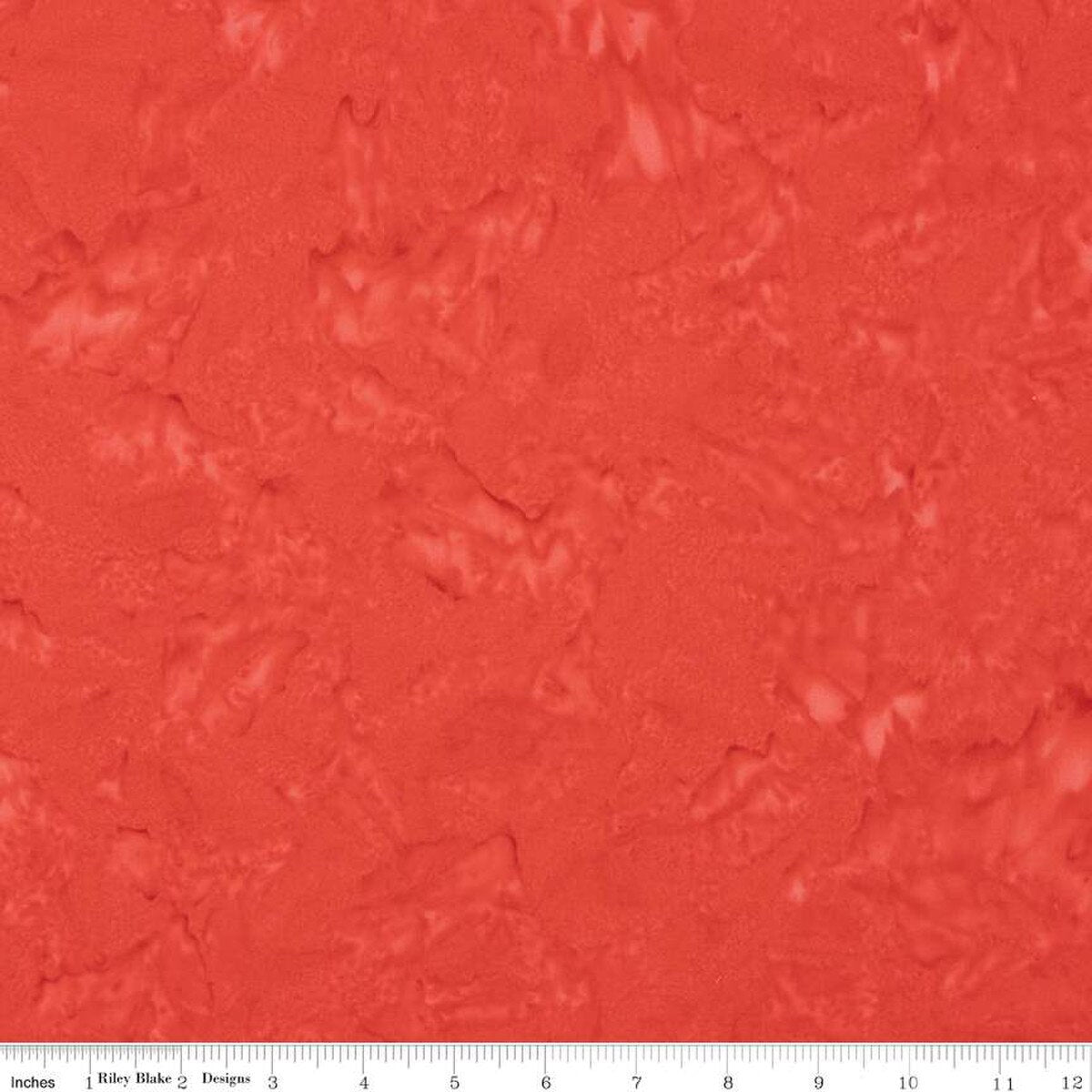 Fabric Riley Blake Tomato Red Hand Dyed Batiks 108" Wide Back by the Quarter Yard BTWB260