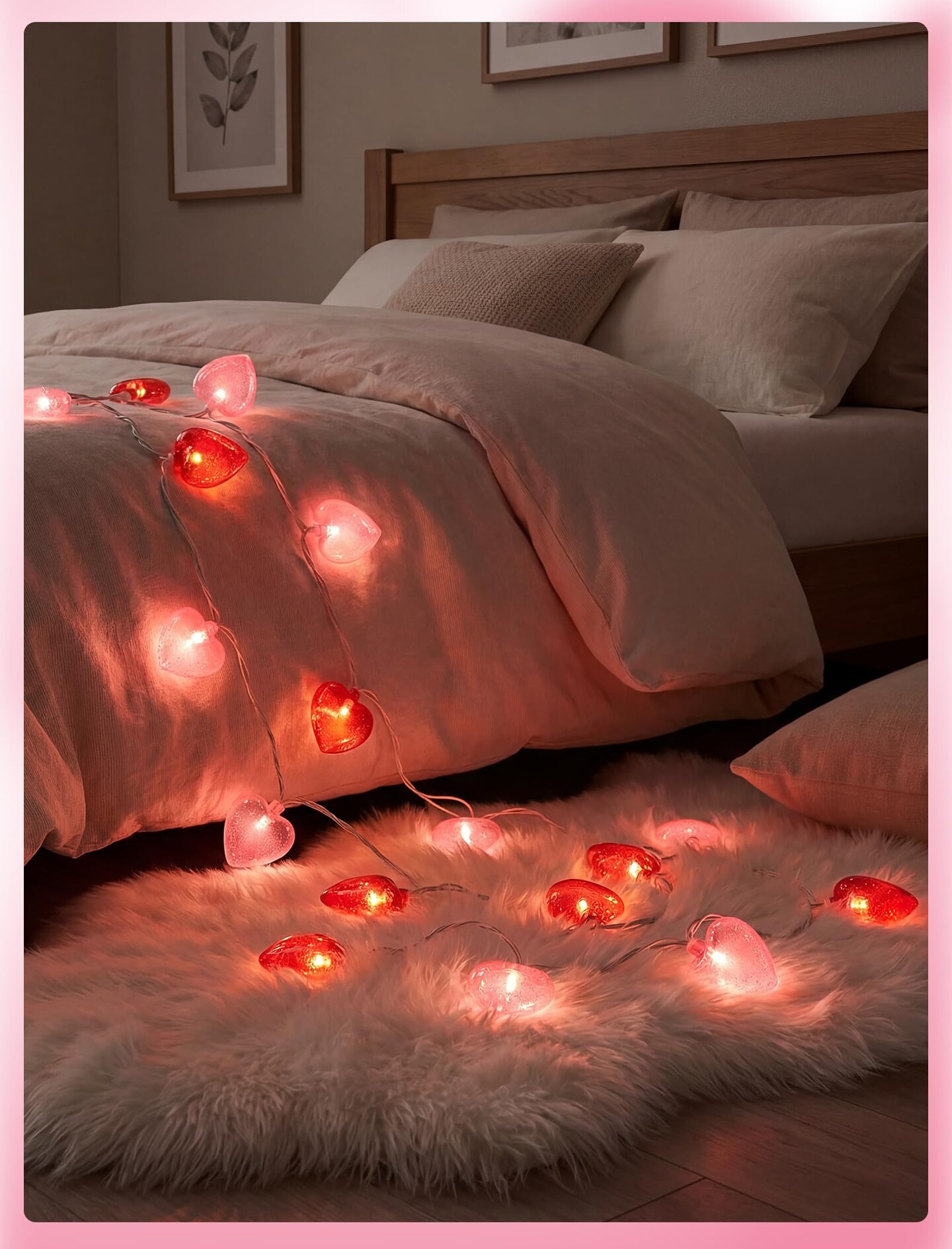 Heart String Lights Plug in, 8.5FT Valentine Lights Indoor & Outdoor, Red Pink Heart Shaped String Lights with 14 LEDs, UL Listed, IP44 Waterproof for Valentine’s Day Decor