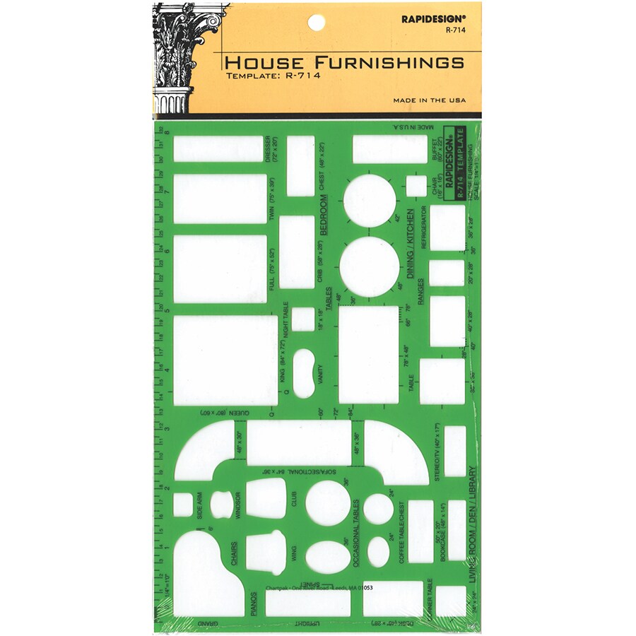 Rapidesign House Furnishings Template, 1/4 Inch = 1 Foot Scale, 1 Each