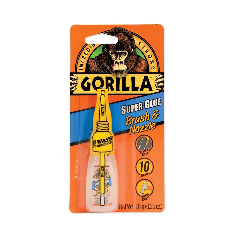 Gorilla Glue 0.35 oz. Super Glue with Brush and Nozzle Applicators - Dries Clear