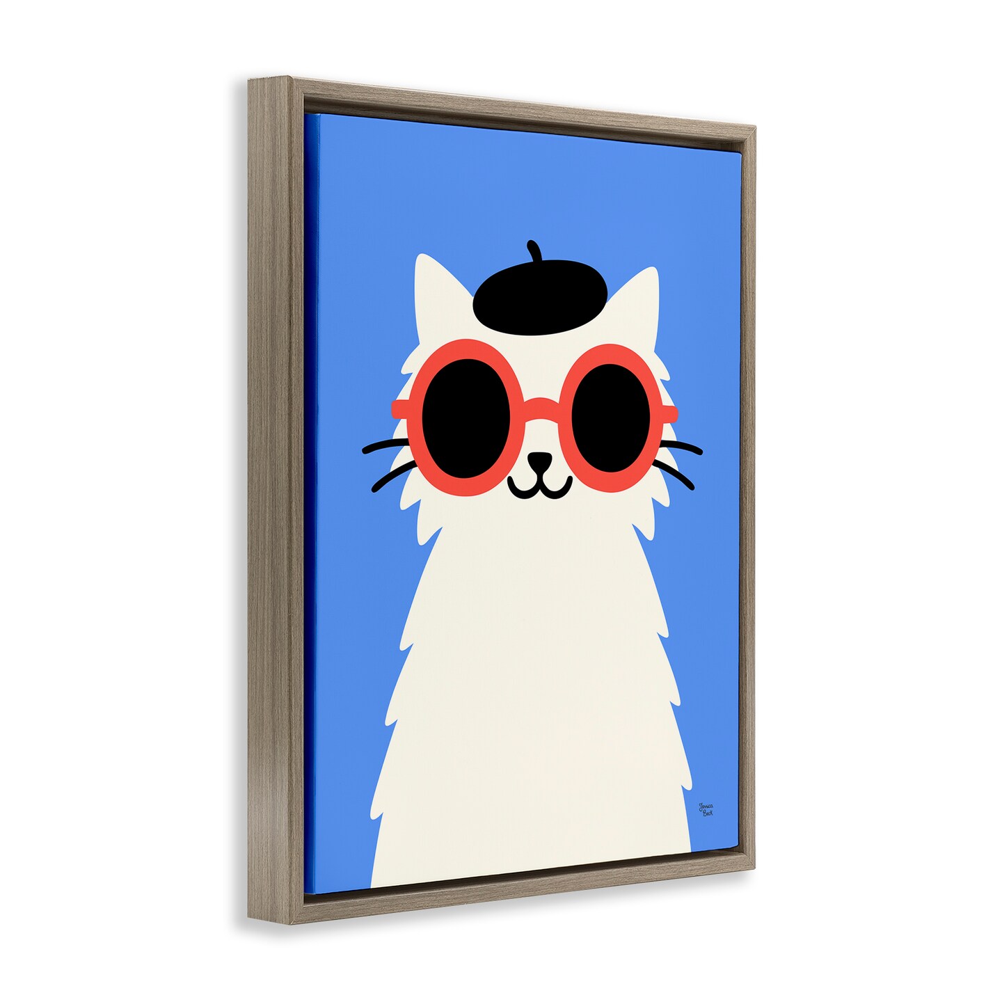 Stupell Industries Stylish French Cat Floating Frame, design by Jessica Beck