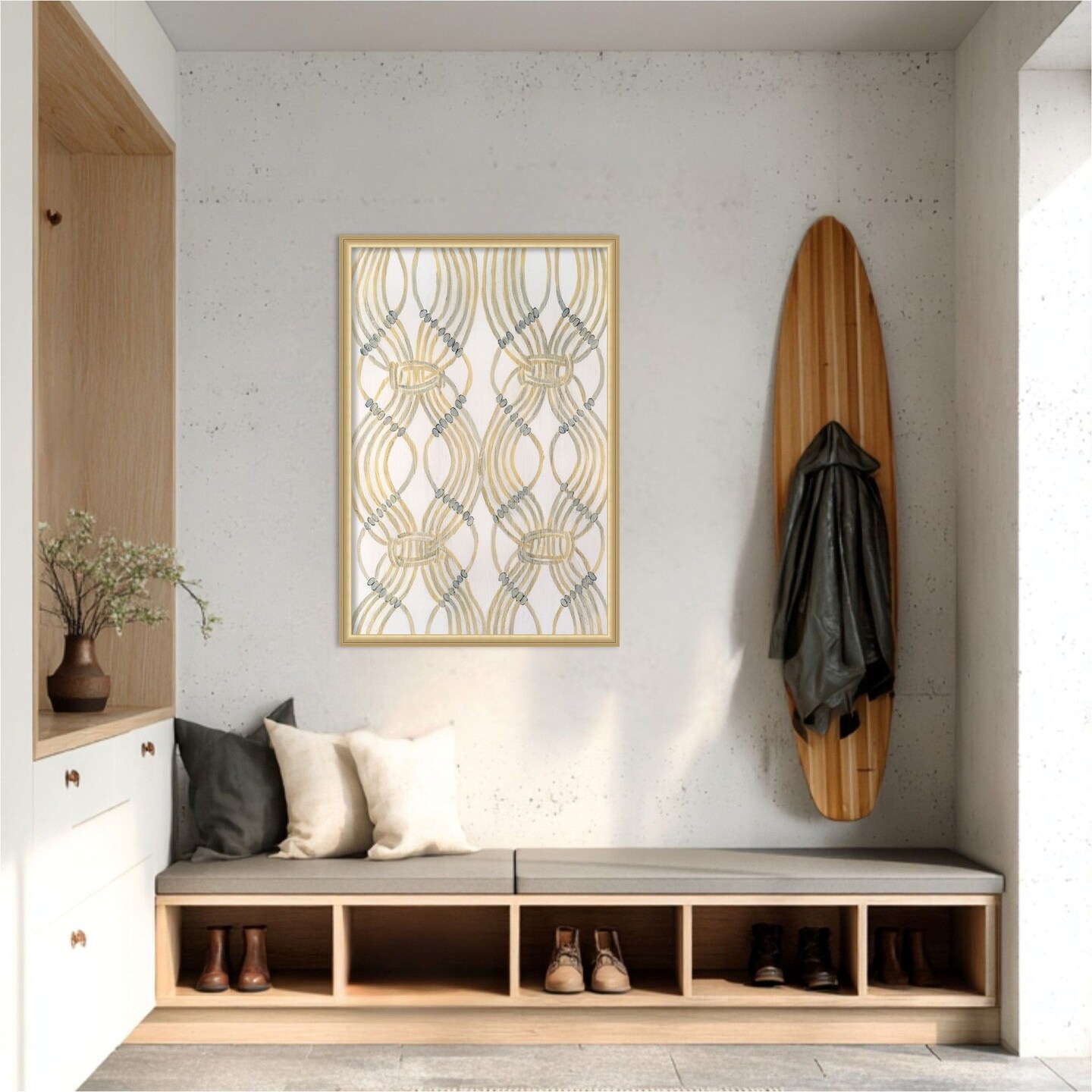 Amanti Art Framed Fabric Pinboard 26 x 38 Beaded Veil II Printed Bulletin Board for Use as a Vision Board or Wall Organization