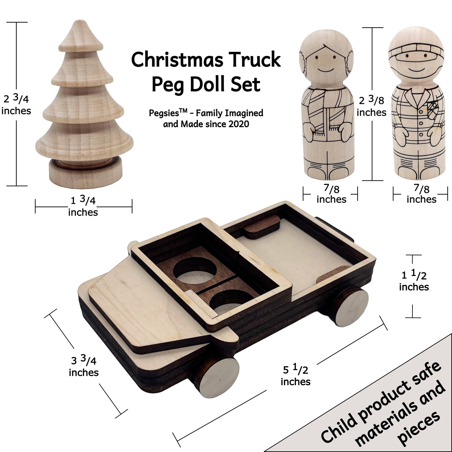 Christmas Truck Peg Doll Set by Pegsies&#x2122;
