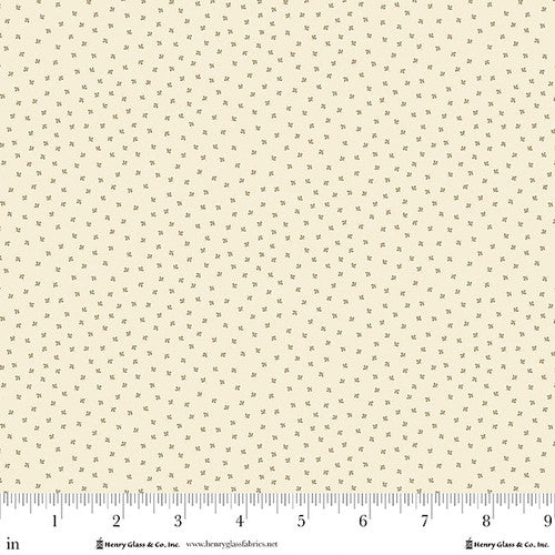 Fabric Henry Glass Cream Little Leaves Buttercream & Brickle Bits by the Quarter Yard 1948-40