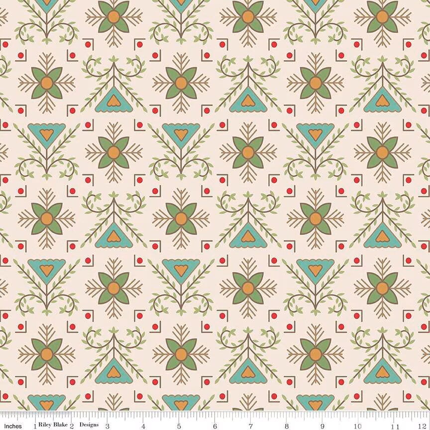 Fabric Riley Blake Basil Stitchery Home Town Holiday 108" Wide Back by the Quarter Yard WB14928-BASIL