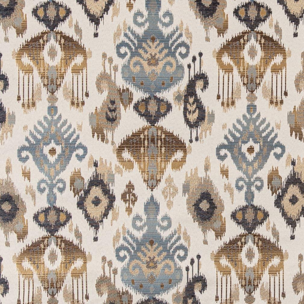 Blue Abstract Global Woven Pattern Upholstery Fabric by The Yard - SKU: Gilbert Azure