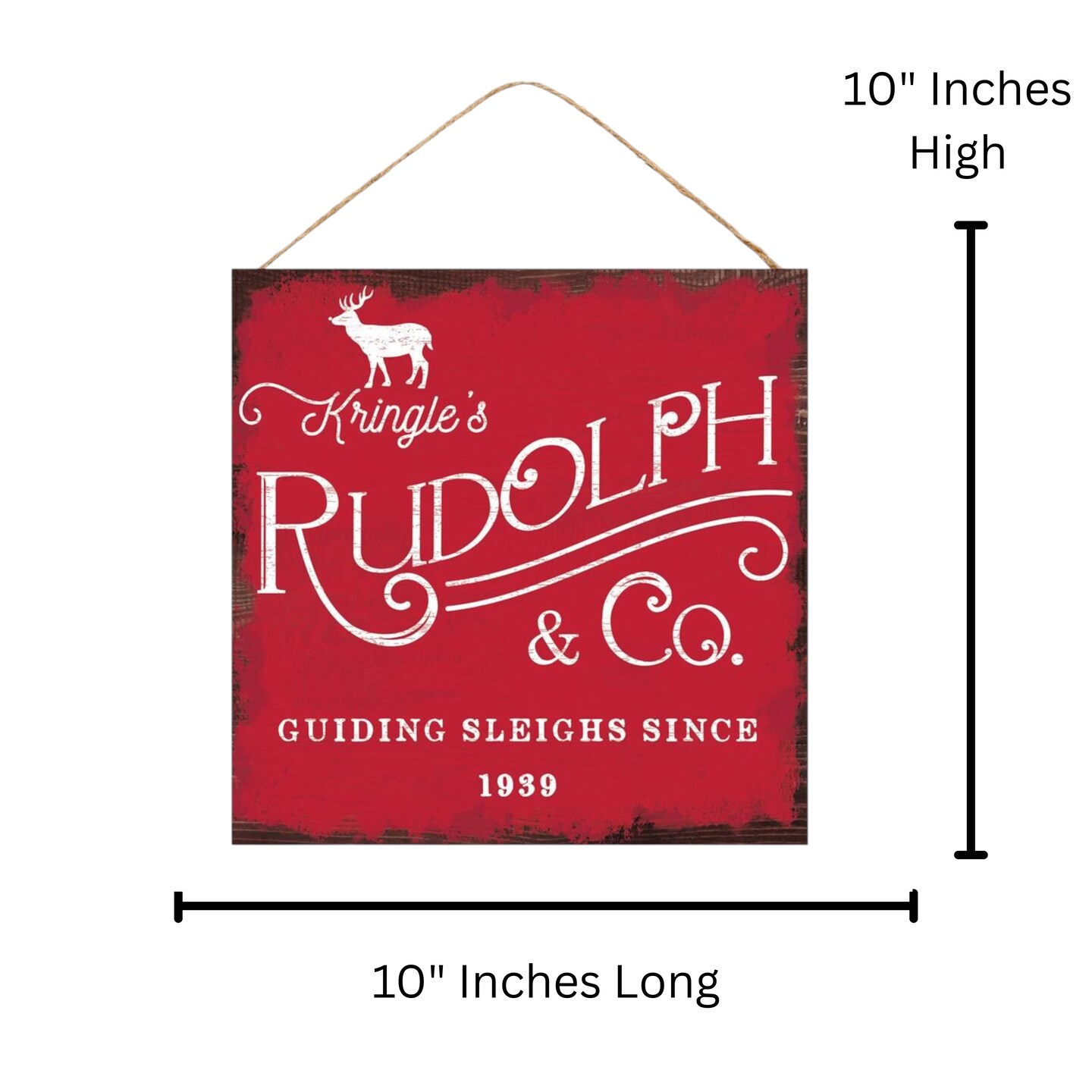 Kringle's Rudolph & Co Reindeer Sleigh Ride Sign - Santa Christmas Wood Wall Door Hanger Sign