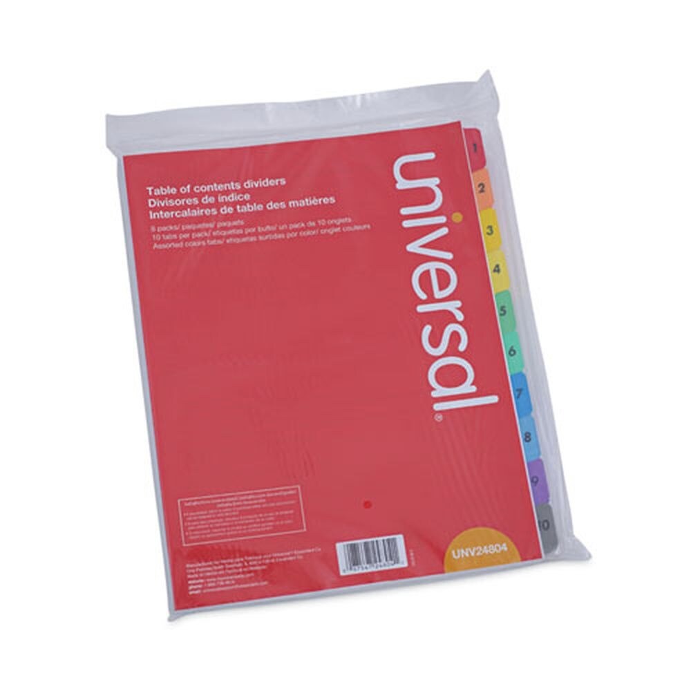 Universal 11 in. x 8.5 in. 10-Tab Deluxe Table of Contents Dividers for Printers - White (6/Pack)