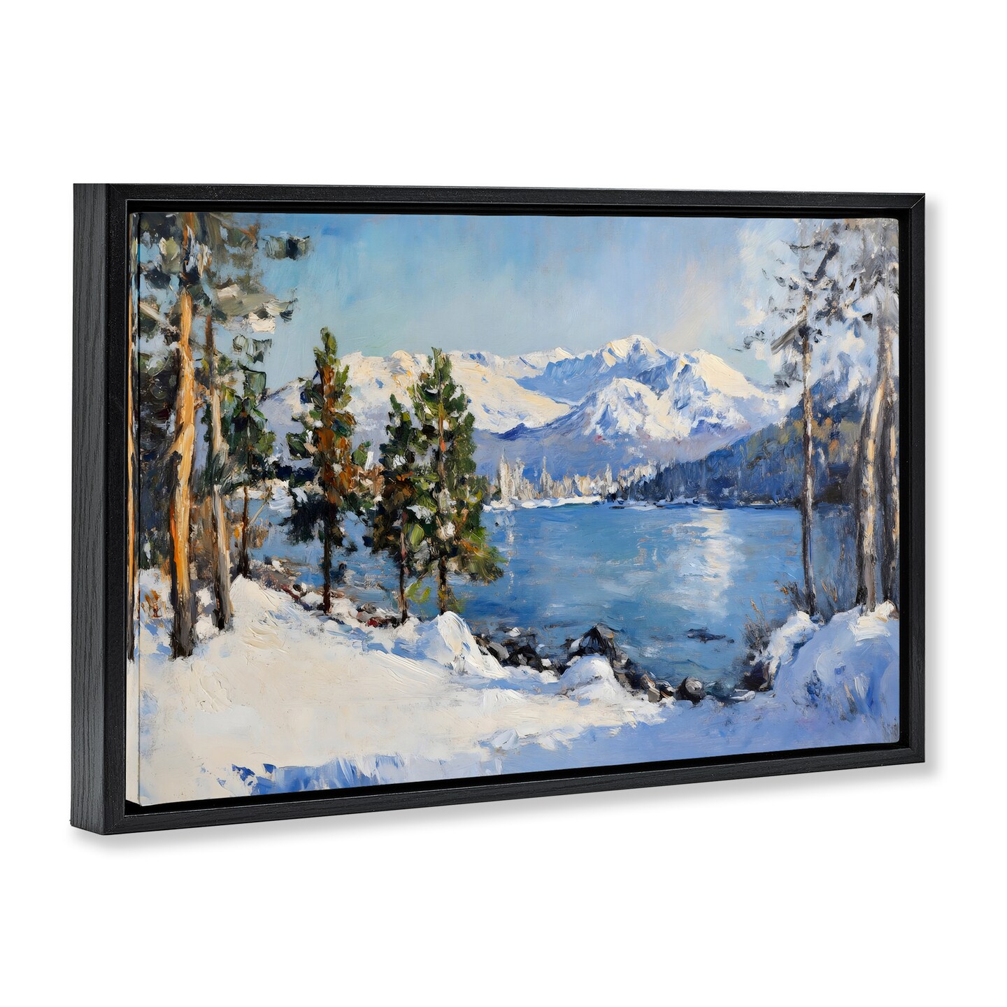 Stupell Industries Winter Mountain Lake Floating Frame, design by Petal Prints Design