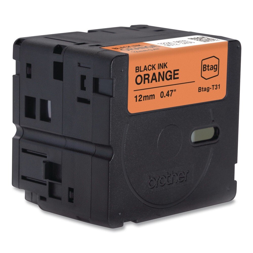 Brother P-Touch 0.47 in. x 13.1 ft. Genuine P-Touch BTAG Label Tapes - Black on Orange