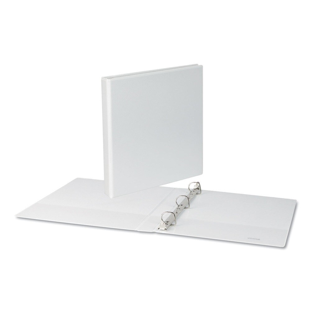 Universal 11 in. x 8.5 in. 1 in. Capacity 3 Rings Slant D-Ring View Binder - White (4/Pack)