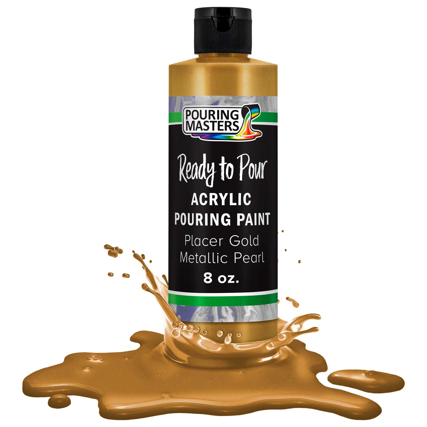Pouring Masters Placer Gold Metallic Pearl Ready to Pour Acrylic Pouring Paint - Premium 8-Ounce Pre-Mixed Fluid Acrylic Paint - Fluid Art Supplies for Canvas, Wood, Paper, Tile & Rocks