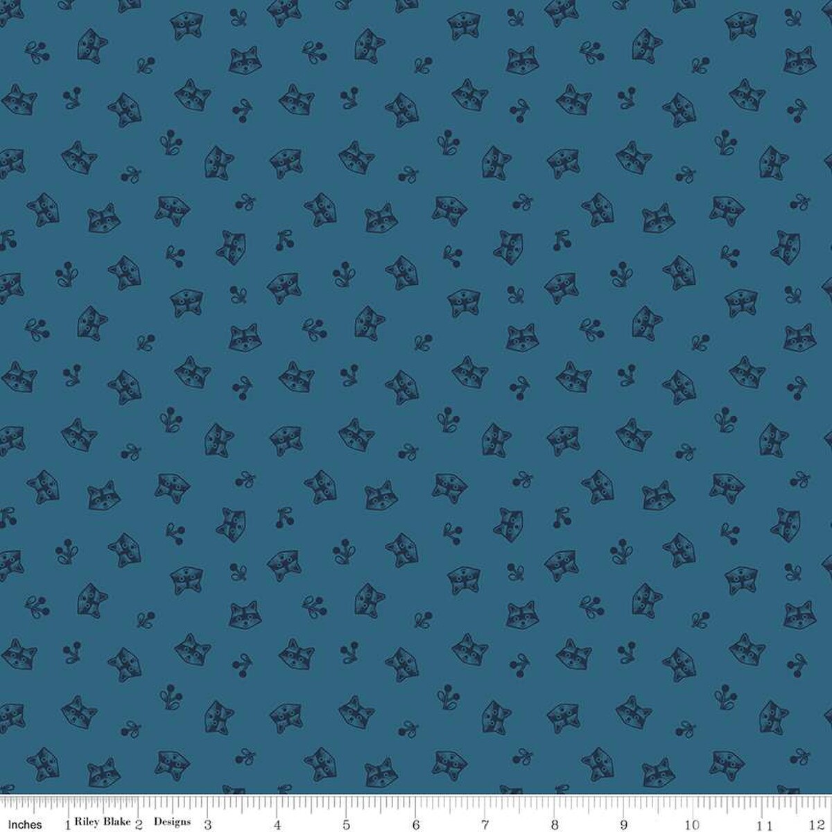 Fabric Riley Blake Blue Raccoons Twilight Creatures by the Quarter Yard C15364-BLUE