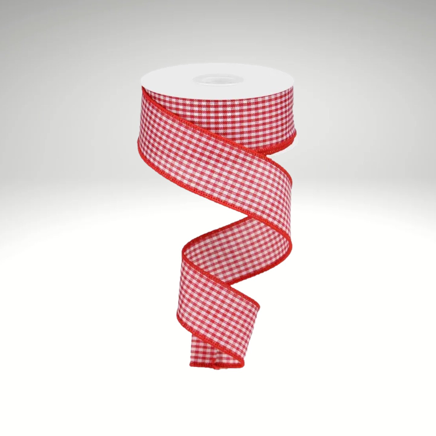 Mini Gingham Check Wired Ribbon – 1.5"x10yd Red/White-RGA1094F3