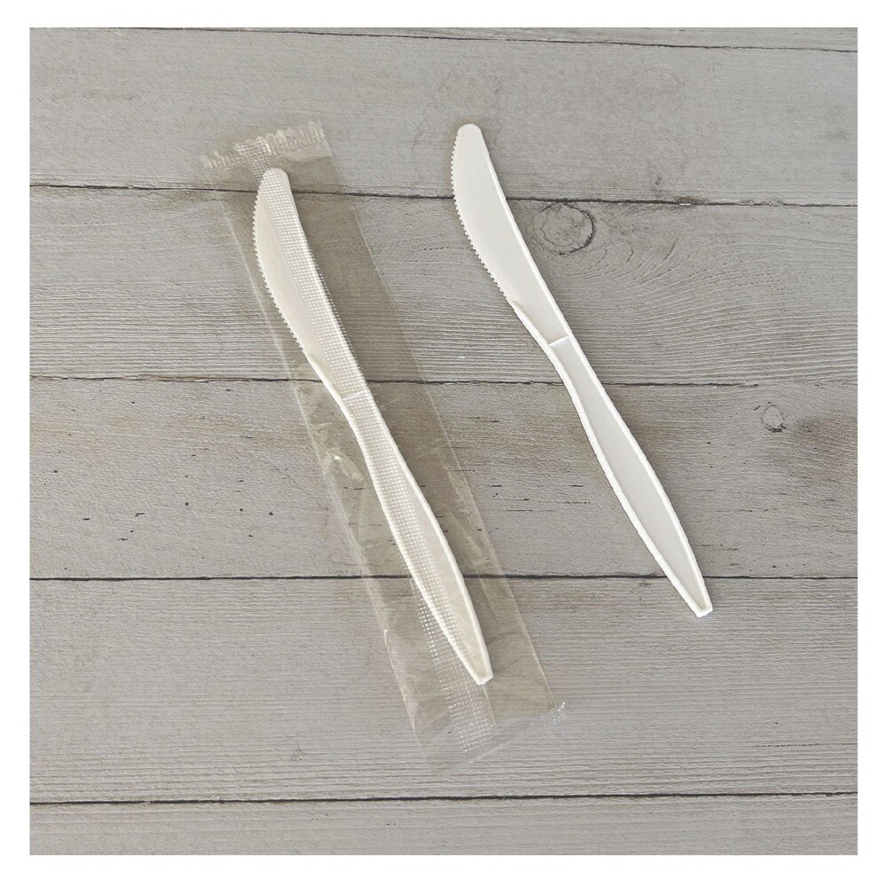 Boardwalk 5.86 in. Mediumweight Wrapped Polypropylene Plastic Knife Cutlery - White (1000/Carton)