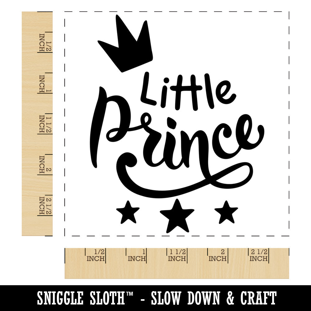 Prince Cursive Little Prince Cursive with Crown and Stars Square Rubber Stamp for ...