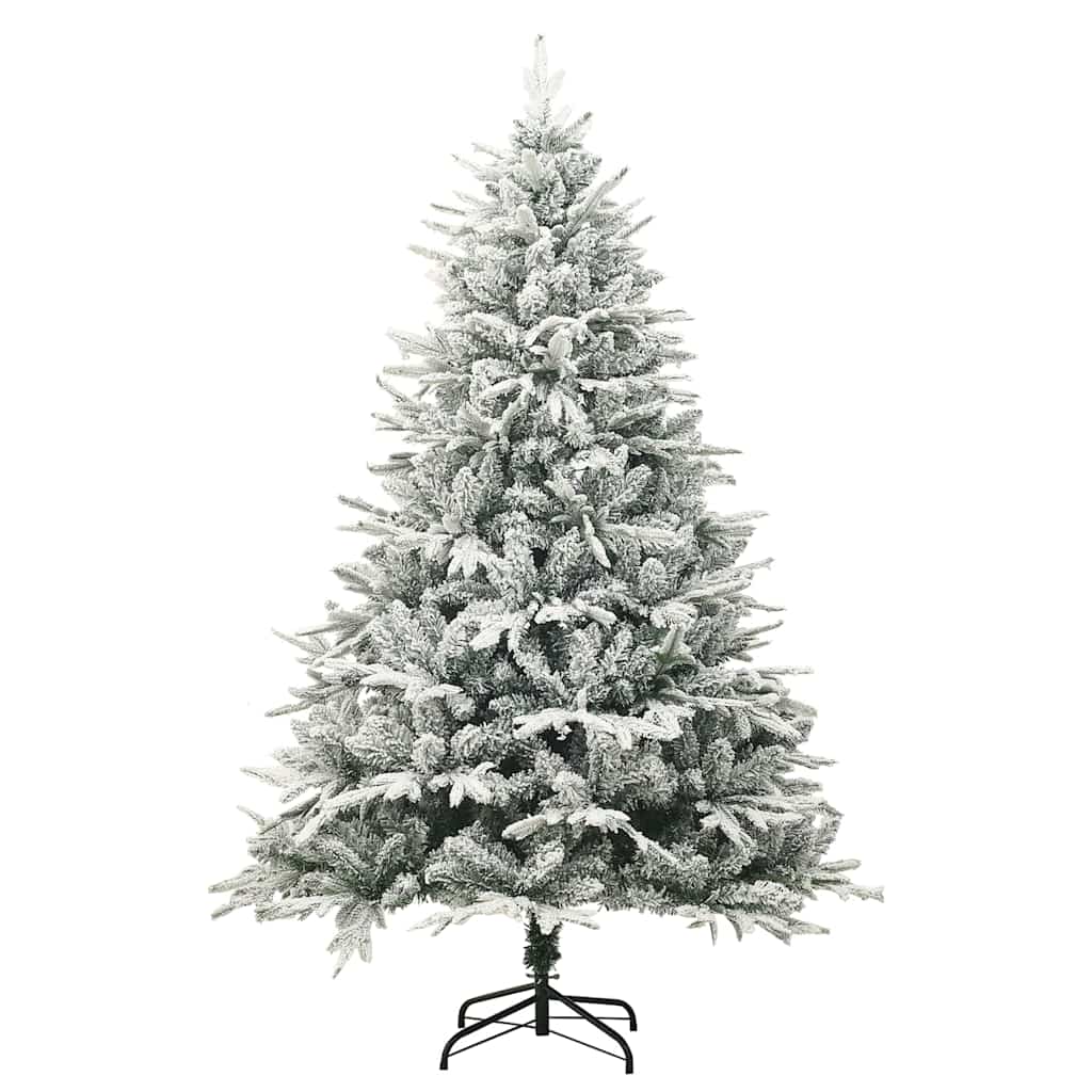 vidaXL Artificial Christmas Tree Green, Flocked White PVC, PE, Steel