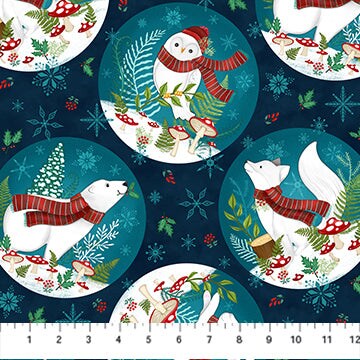 Fabric Northcott Navy Snow Globes Woodland Wishes by the Quarter Yard DP27902-48