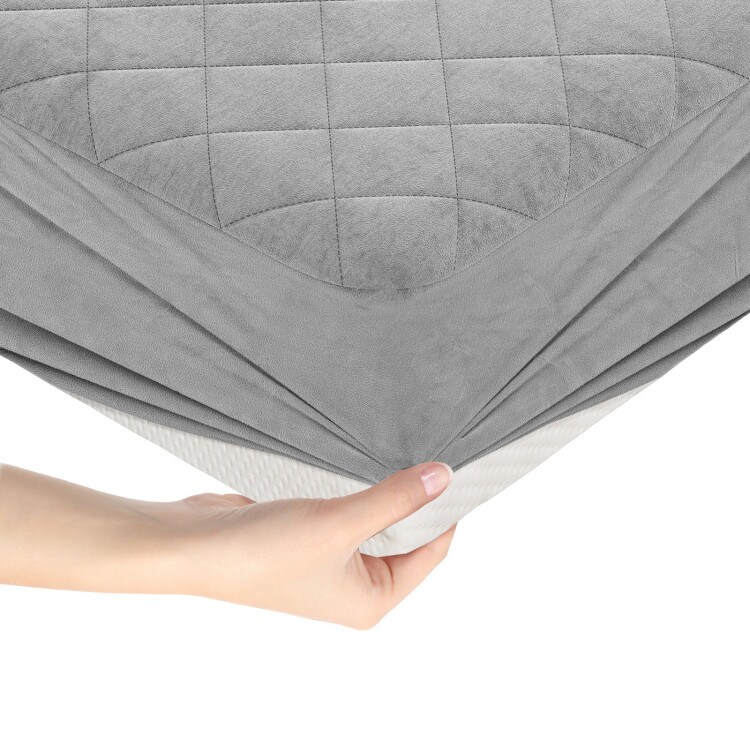 Luxury Mattress Pad with Breathable Polyester Cover and Deep Pocket Fit, Grey