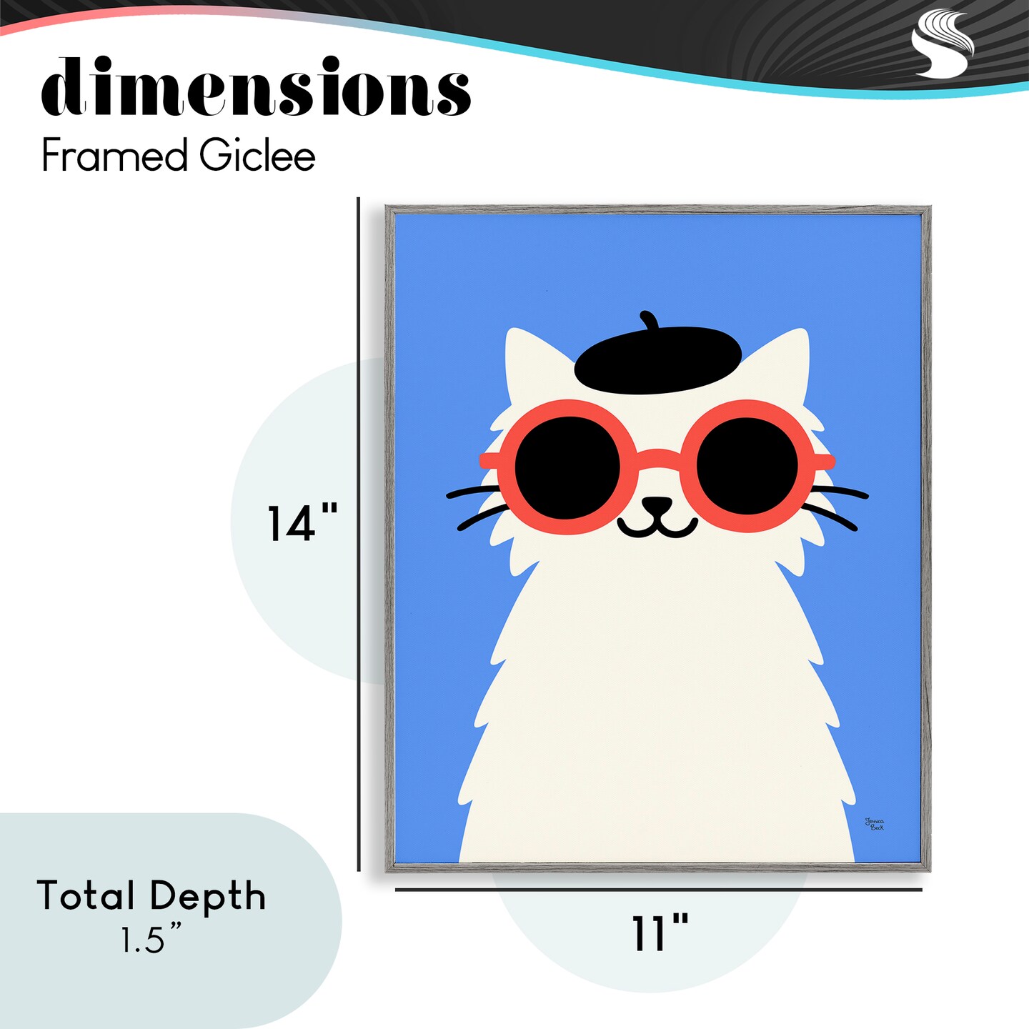 Stupell Industries Stylish French Cat Framed Giclee, design by Jessica Beck