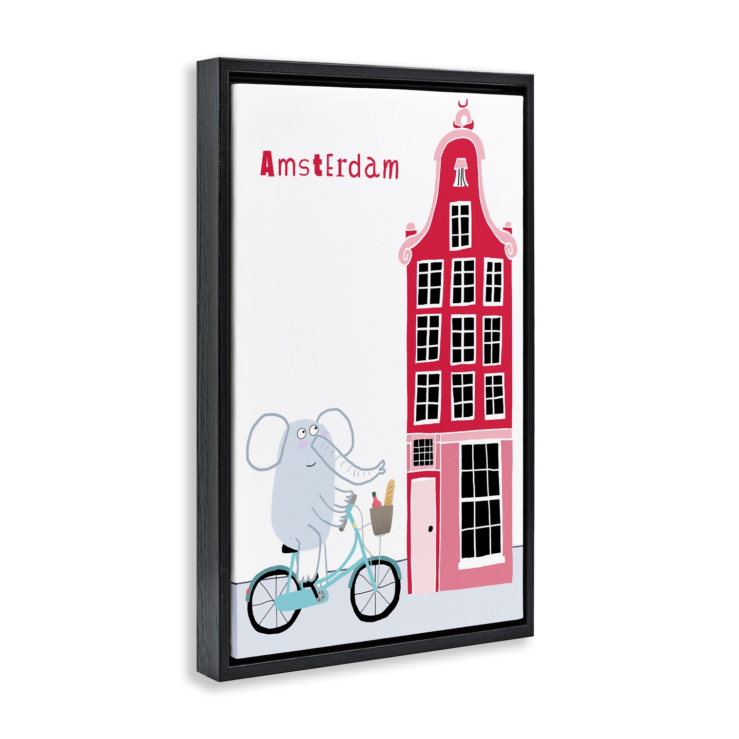 Stupell Industries Elephant & Amsterdam Building Floating Frame, design by Carla Daly
