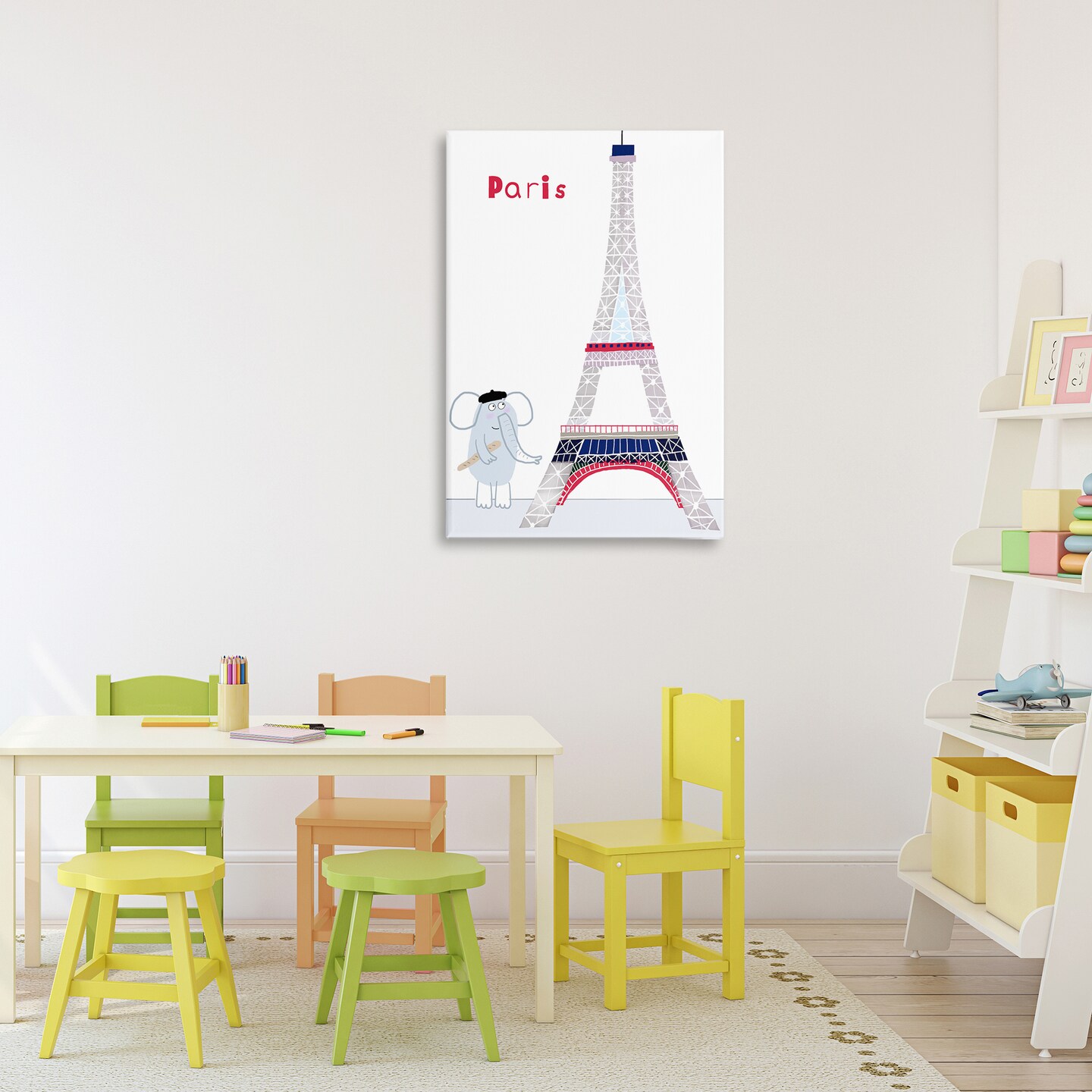 Stupell Industries Elephant & Eiffel Tower Canvas, design by Carla Daly