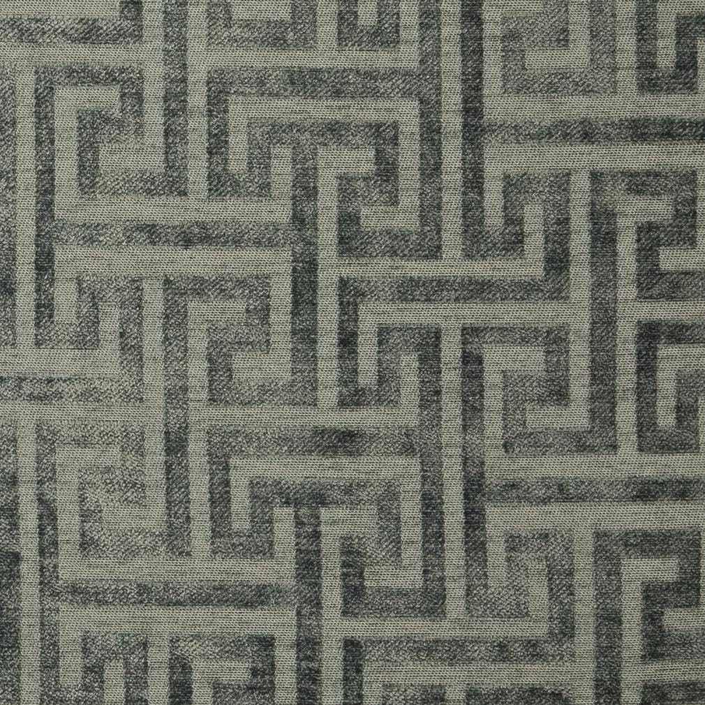 Grey Greek Key Geometric Woven Pattern Upholstery Fabric by The Yard - SKU: Kendrick Slate