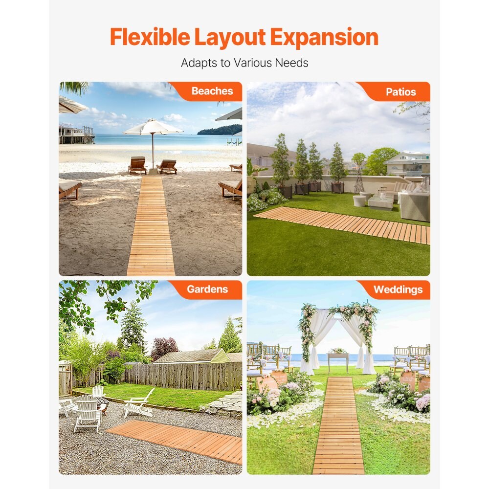 Wooden Roll Out Garden Pathway, Non-Slip Cedar Walkway for Backyard and Outdoor Areas
