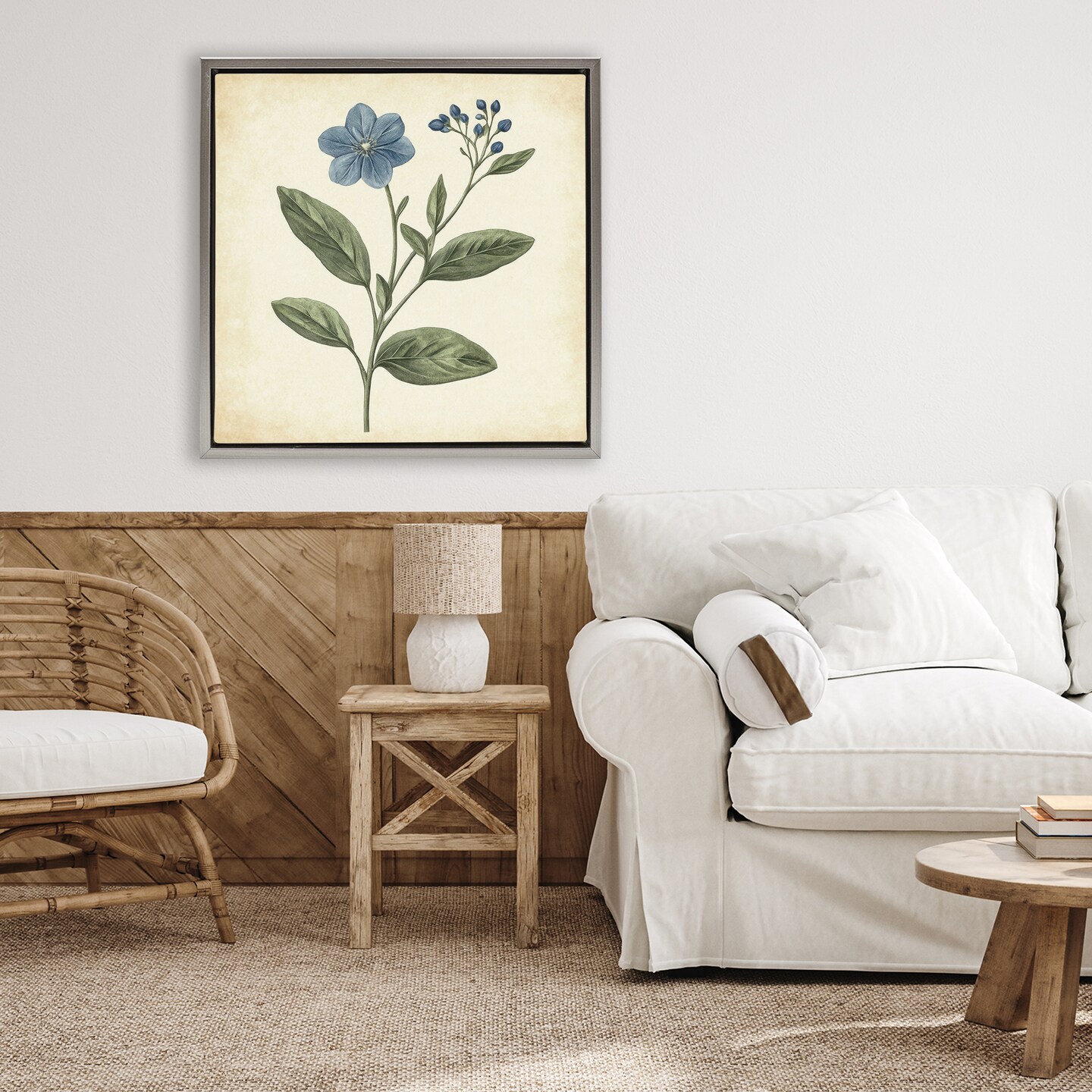 Stupell Industries Vintage Blue Blossoms Wildflower Floating Frame, design by Petal Prints Design