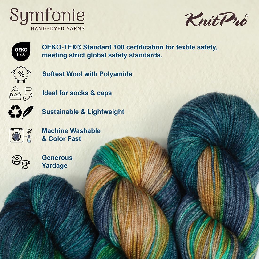 KnitPro Symfonie Premium Hand-Dyed Merino Wool & Polyamide Sock Yarns|Terra Variegated Colors