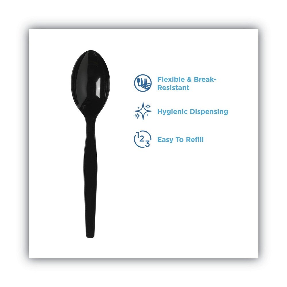 Dixie SmartStock Series-O 6 in. Heavyweight Plastic Cutlery Spoons Refill - Black (40 Pack, 24 Packs/Carton)